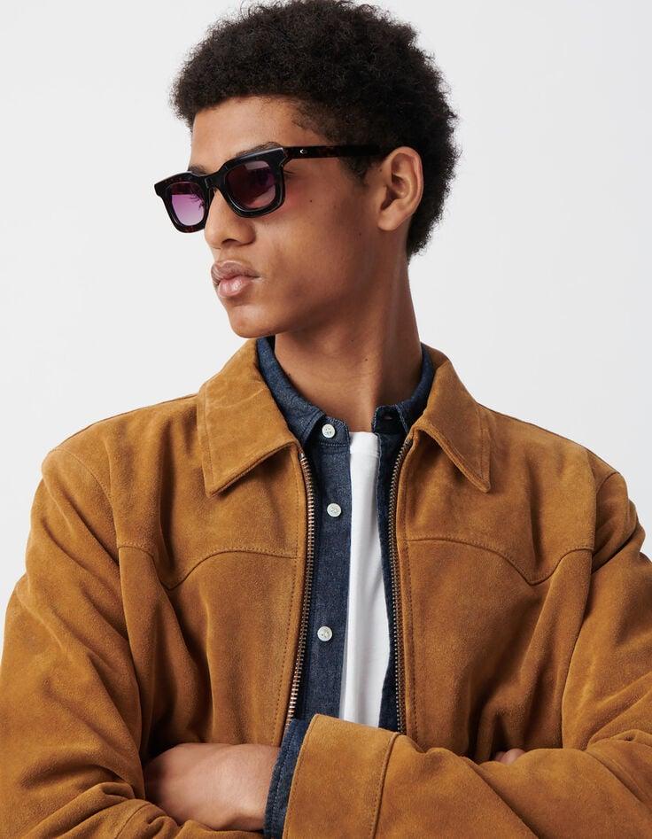 Ikks Blouson Safran En Cuir Velours Homme