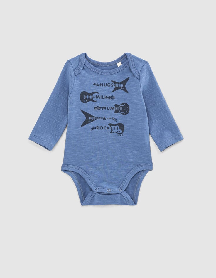 ikks Body bleu visuel 4 guitares en coton bio bébé