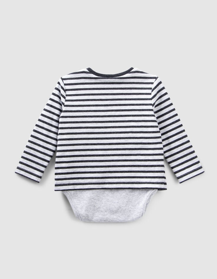 Ikks Body Marinière Mastic Chiné Coton Bio Bébé