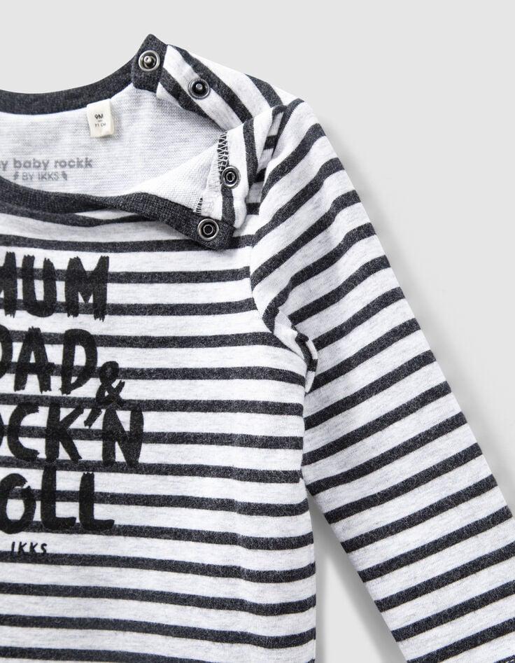 Ikks Body Marinière Mastic Chiné Coton Bio Bébé