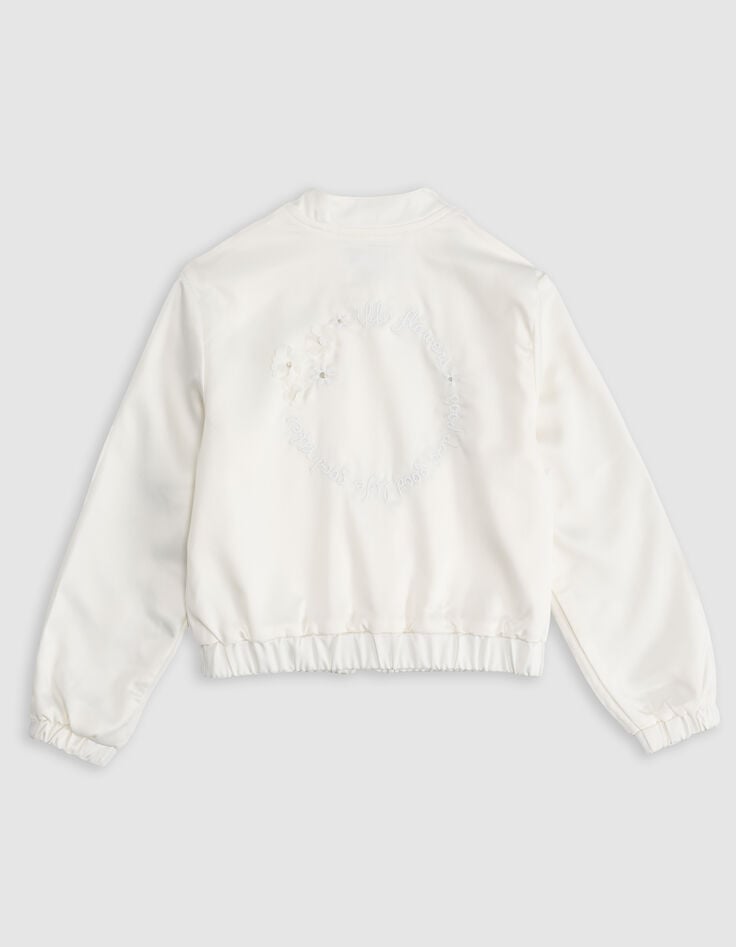 Ikks Bomber écru Satiné Broderie Dos Fille