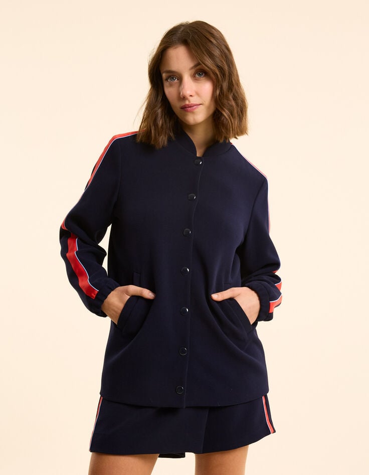 Ikks Bomber Marine Bandes Rayées Satinées I.Code