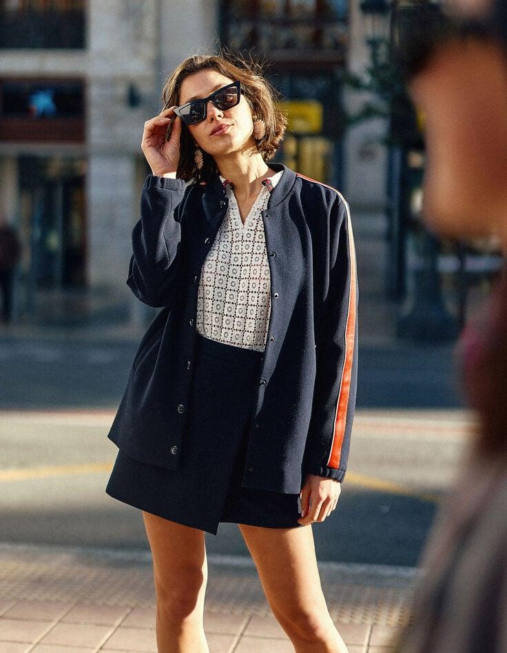 ikks Bomber marine bandes rayées satinées I.Code