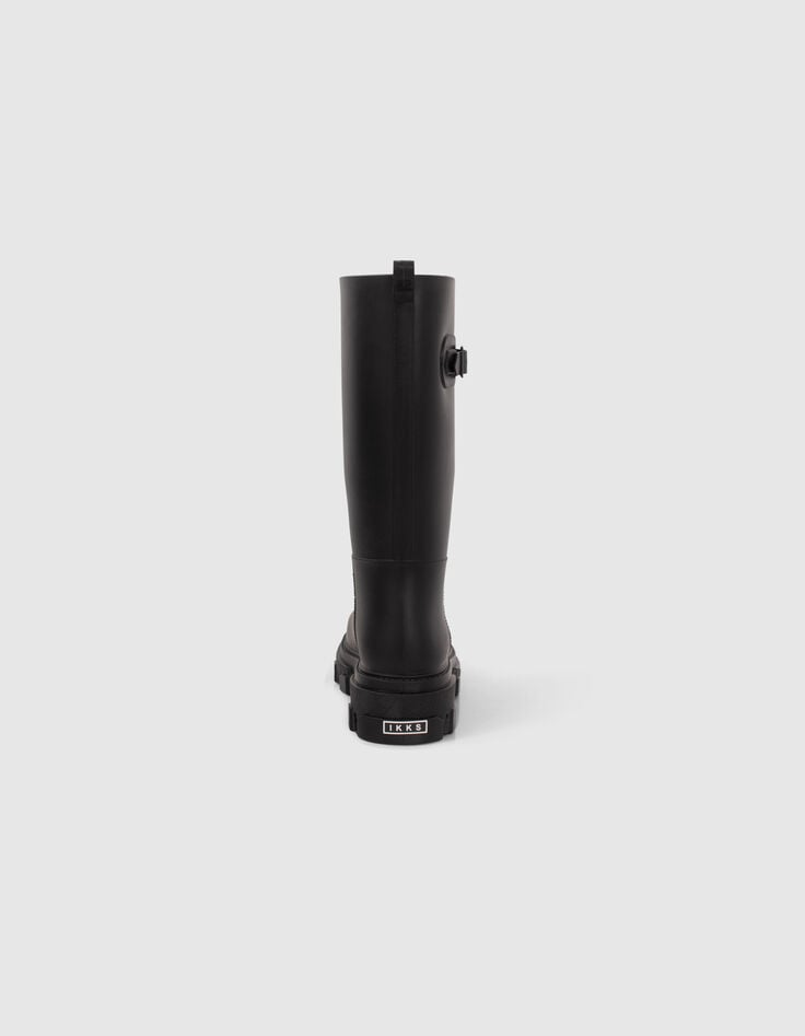 Ikks Bottes De Pluie Noires Crantées Femme
