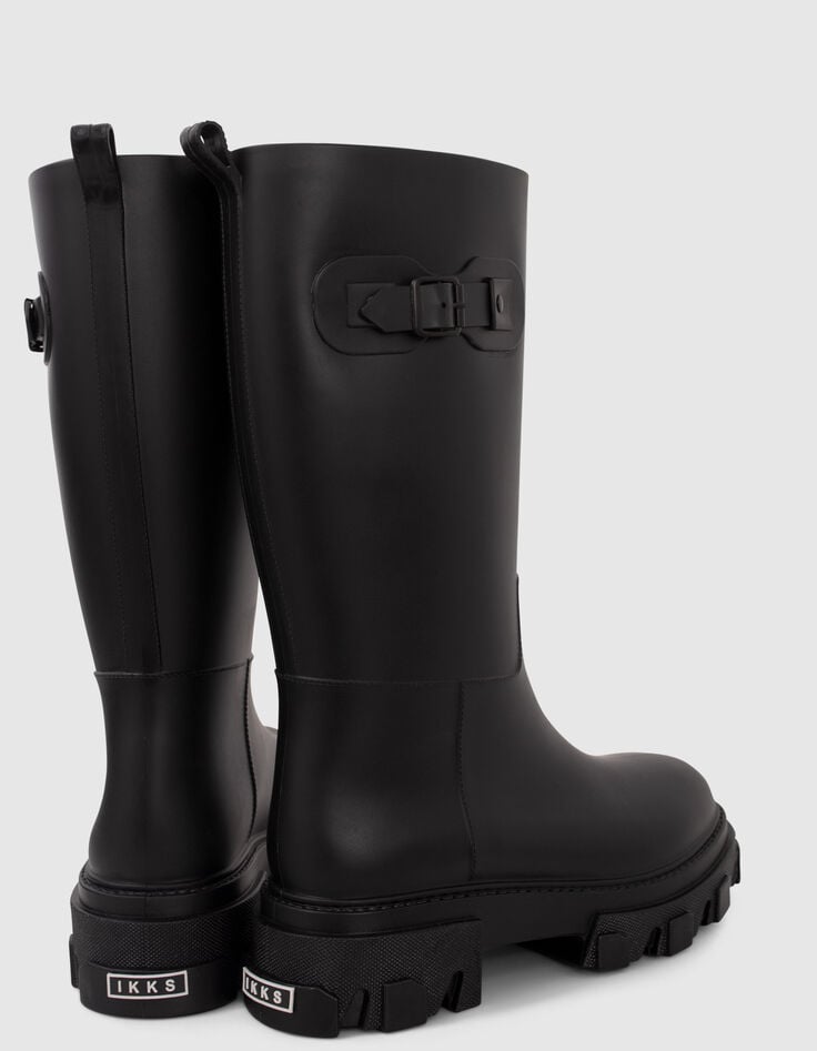 Ikks Bottes De Pluie Noires Crantées Femme