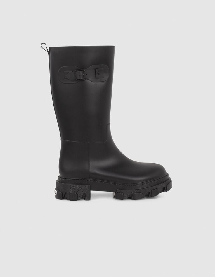 ikks Bottes de pluie noires crantées Femme