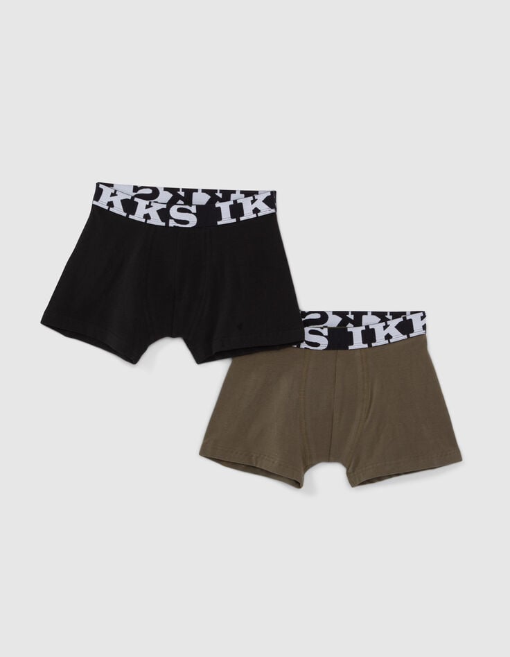 ikks Boxers noir et kaki garçon