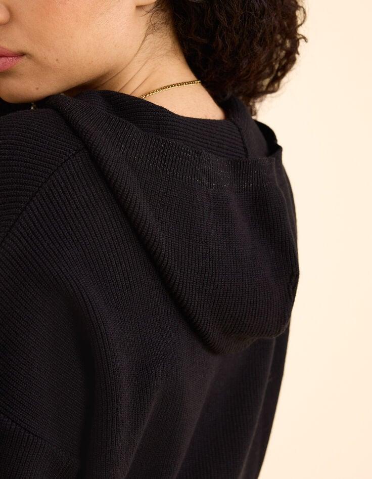 Ikks Cardigan à Capuche Noir En Tricot I.Code
