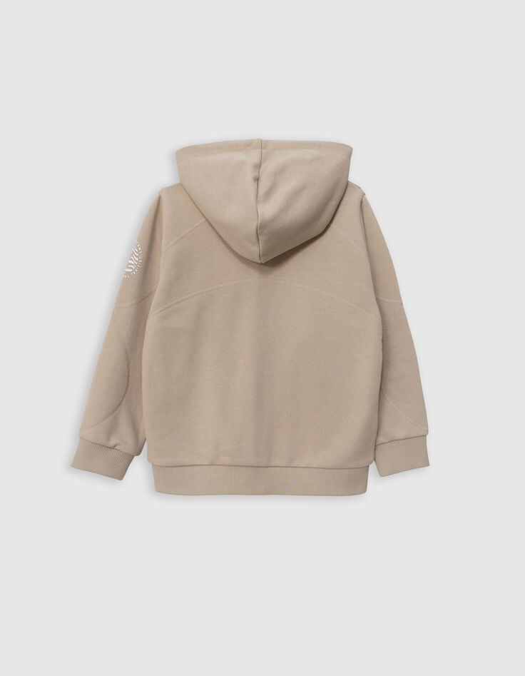 Ikks Cardigan Beige à Capuche Zip Bicolore Garçon