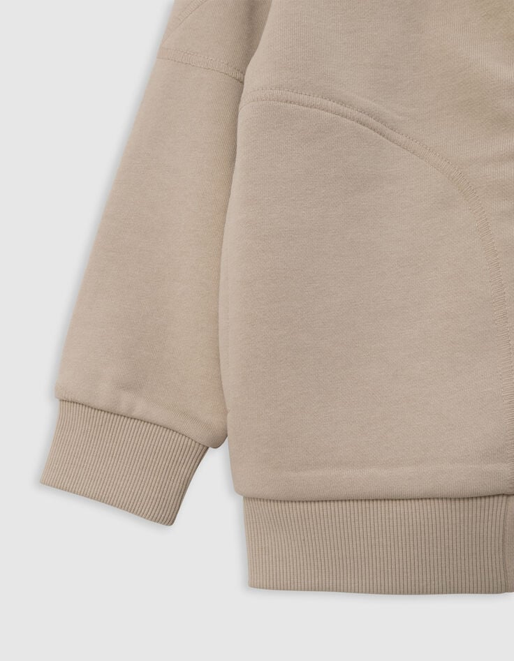 Ikks Cardigan Beige à Capuche Zip Bicolore Garçon
