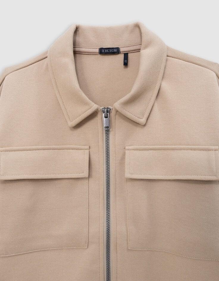 Ikks Cardigan Beige Zippé Molleton Piqué Garçon