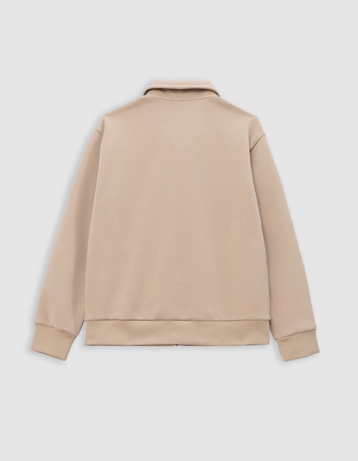Ikks Cardigan Beige Zippé Molleton Piqué Garçon