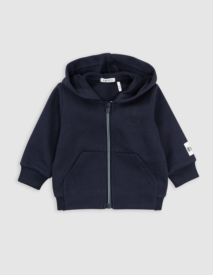 ikks Cardigan bleu zippé à capuche bébé garçon