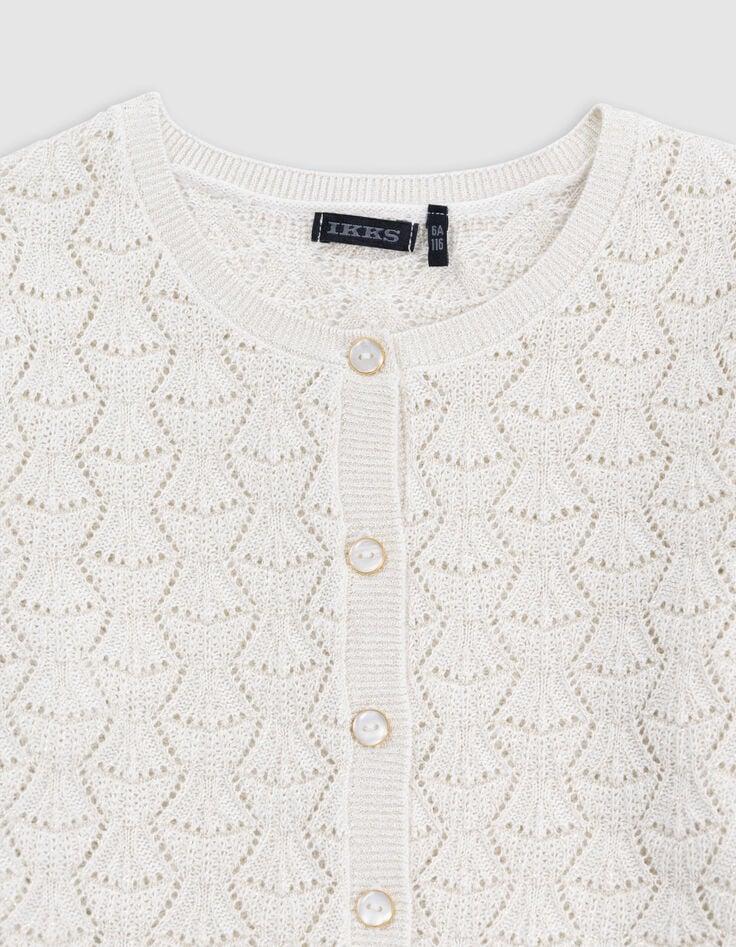Ikks Cardigan Champagne Tricot Ajouré Lurex Fille