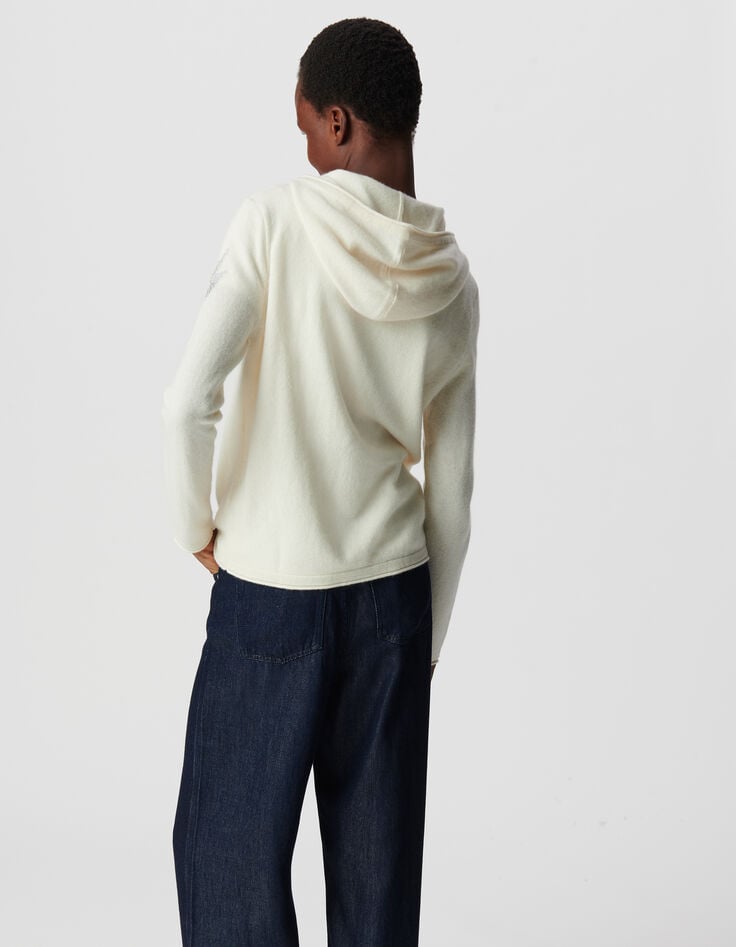 Ikks Cardigan écru à Capuche 100% Cachemire Femme