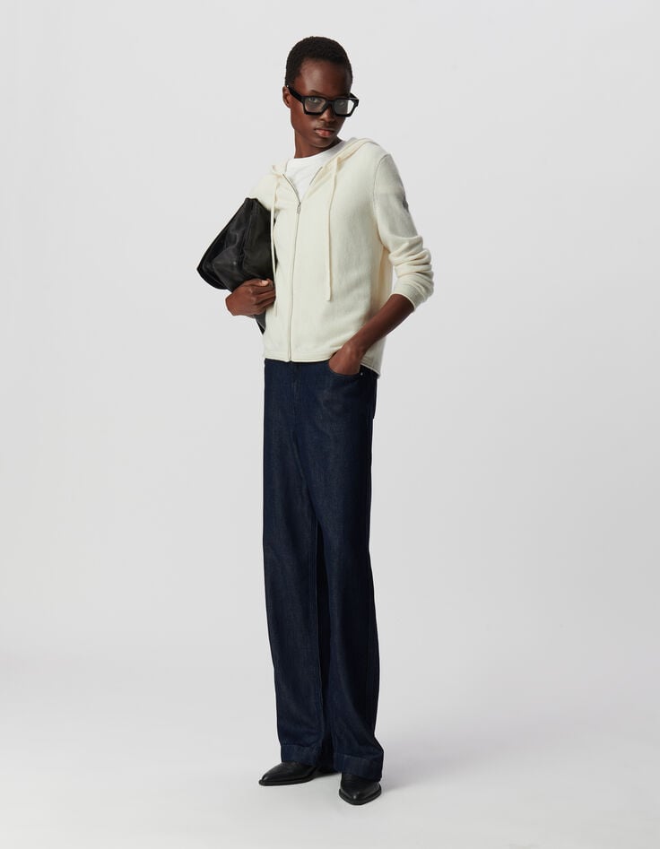 ikks Cardigan écru à capuche 100% cachemire Femme