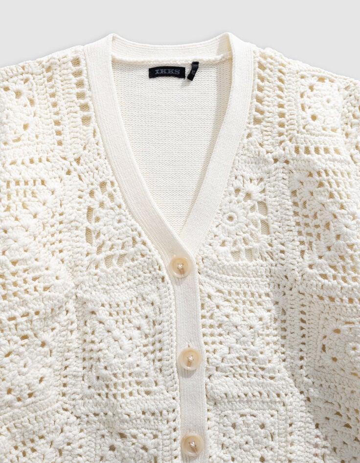 Ikks Cardigan écru Tricot Ajouré Fille