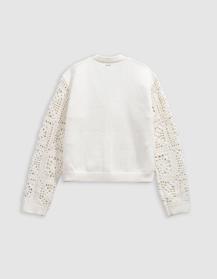 Ikks Cardigan écru Tricot Ajouré Fille
