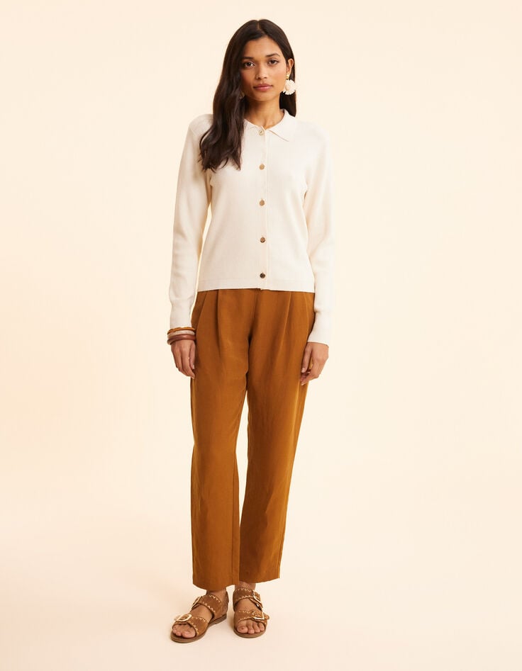 Ikks Cardigan écru Tricot Col Polo I.Code