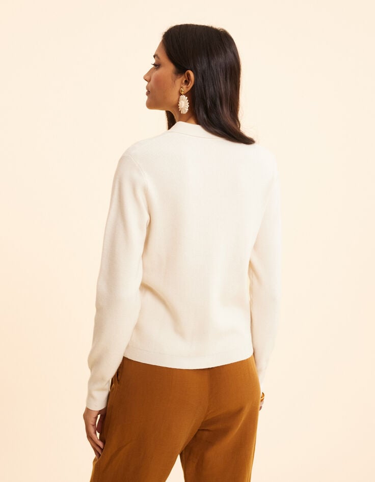 Ikks Cardigan écru Tricot Col Polo I.Code