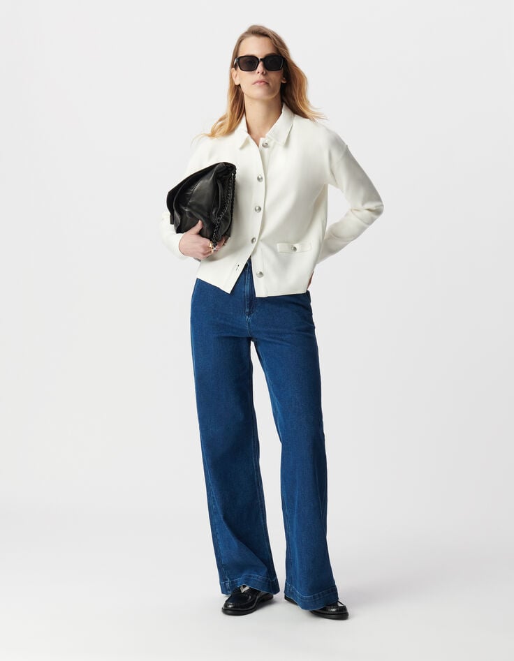 Ikks Cardigan écru Tricot Esprit Chemise Femme