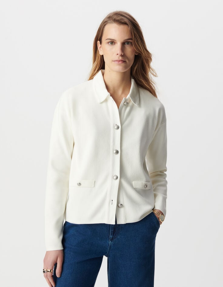 Ikks Cardigan écru Tricot Esprit Chemise Femme