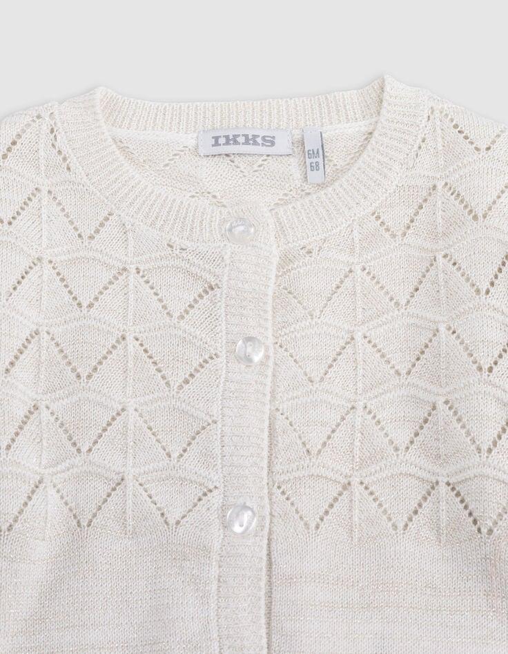 Ikks Cardigan écru Tricot Lurex Ajouré Bébé Fille