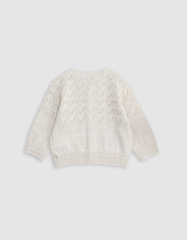 Ikks Cardigan écru Tricot Lurex Ajouré Bébé Fille