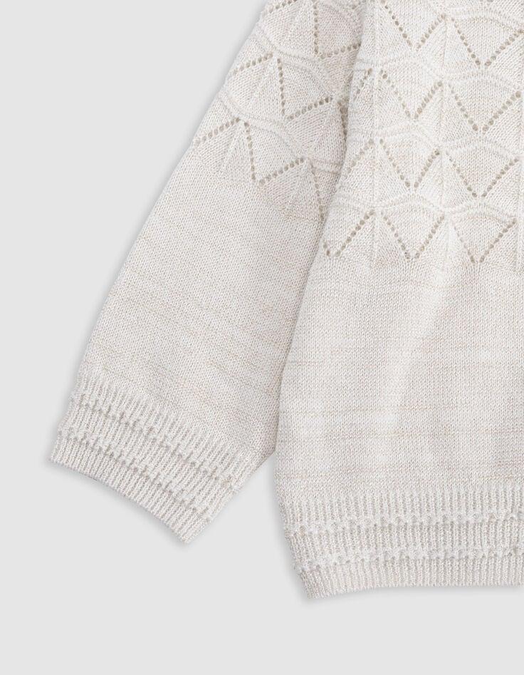 Ikks Cardigan écru Tricot Lurex Ajouré Bébé Fille