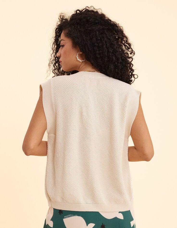 Ikks Cardigan écru Tricot Sans Manches I.Code