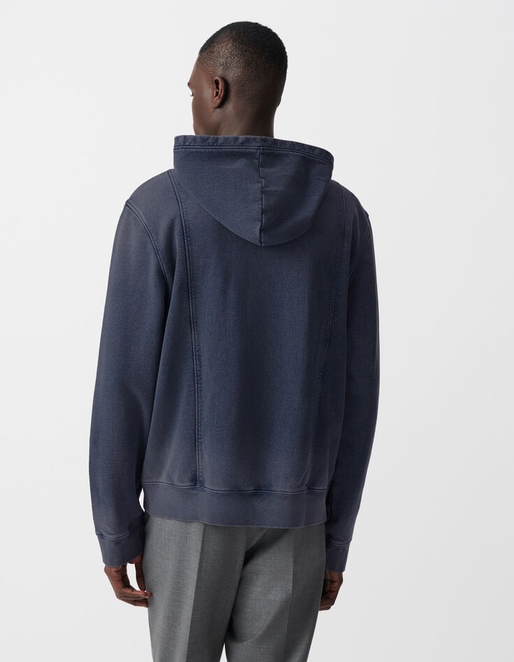 Ikks Cardigan Encre à Capuche Molleton Zippé Homme