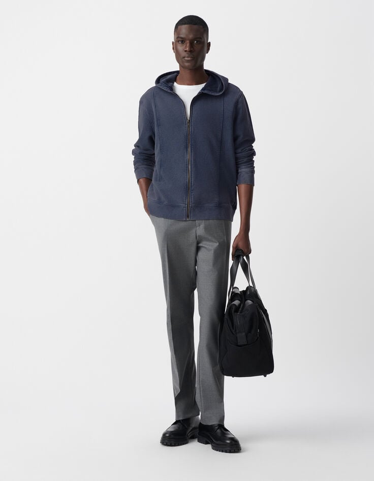 ikks Cardigan encre à capuche molleton zippé Homme