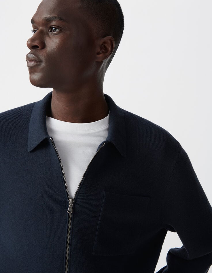 Ikks Cardigan Encre Tricot Zippé Homme