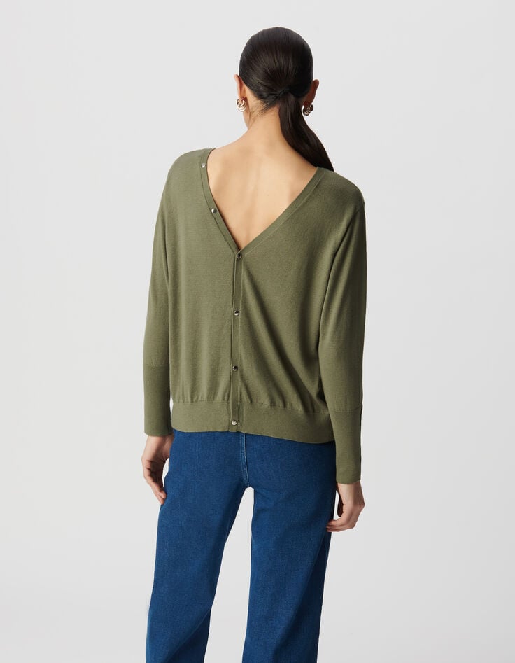 Ikks Cardigan Kaki Réversible Devant/dos Femme