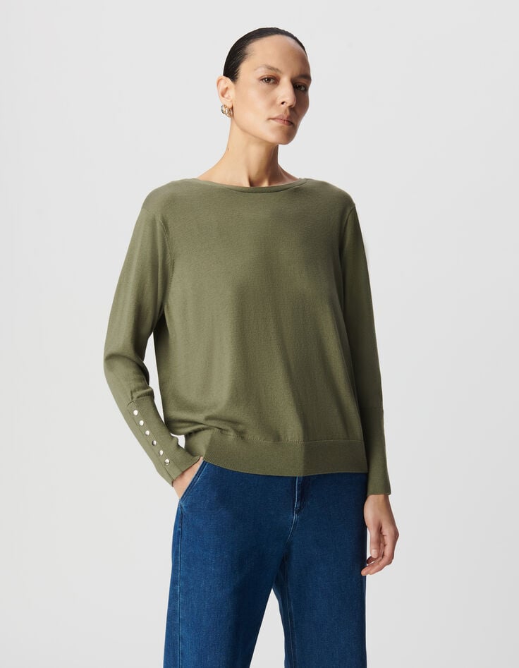 Ikks Cardigan Kaki Réversible Devant/dos Femme