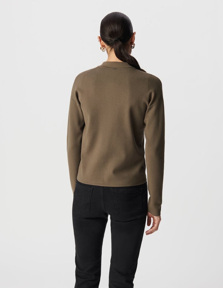 Ikks Cardigan Kaki Tricot Esprit Veste Femme