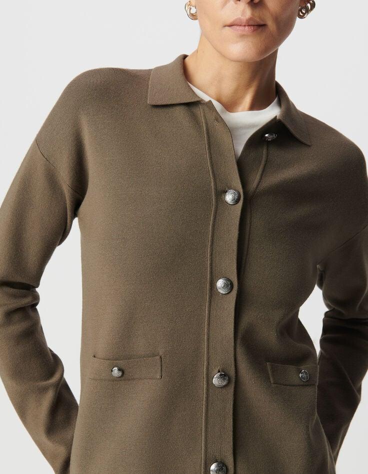 Ikks Cardigan Kaki Tricot Esprit Veste Femme