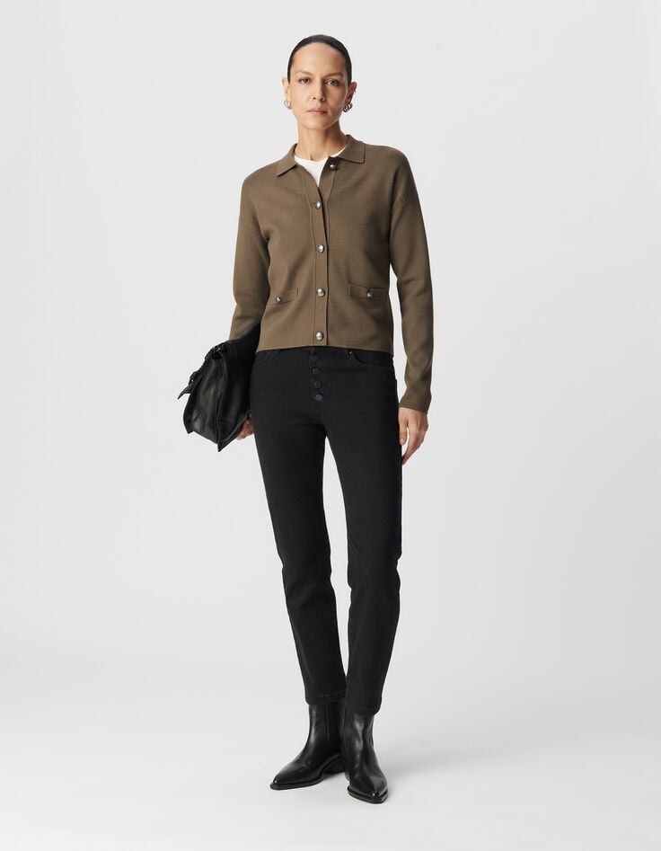 ikks Cardigan kaki tricot esprit veste Femme