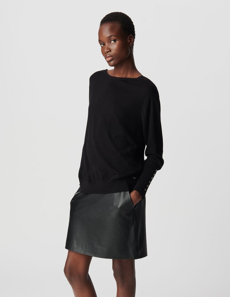 Ikks Cardigan Maille Tricot Noir Réversible Femme