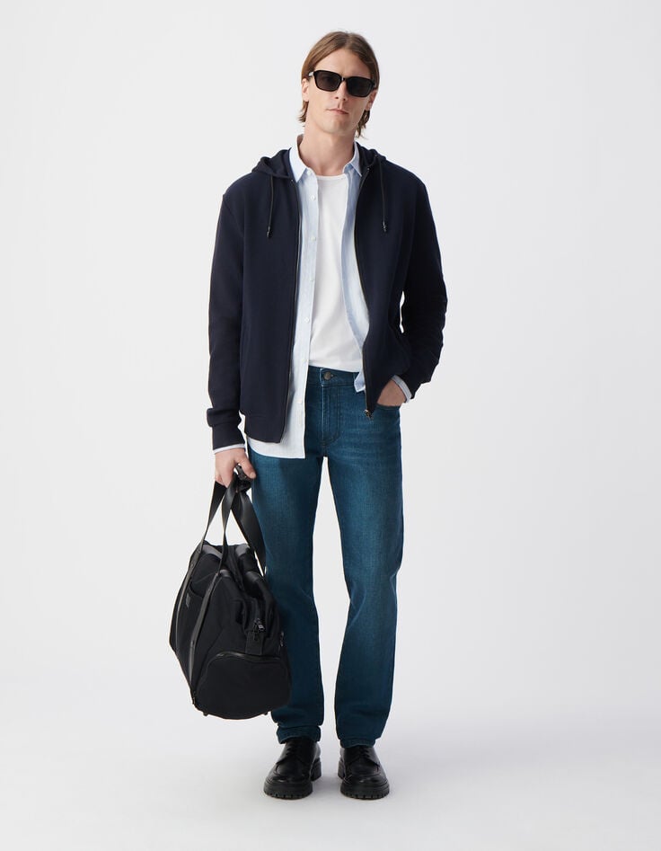 ikks Cardigan marine reliefé à capuche Homme