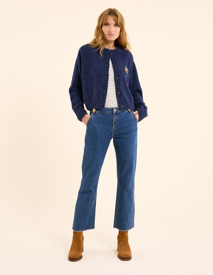 Ikks Cardigan Marine Tricot Broche Amovible I.Code