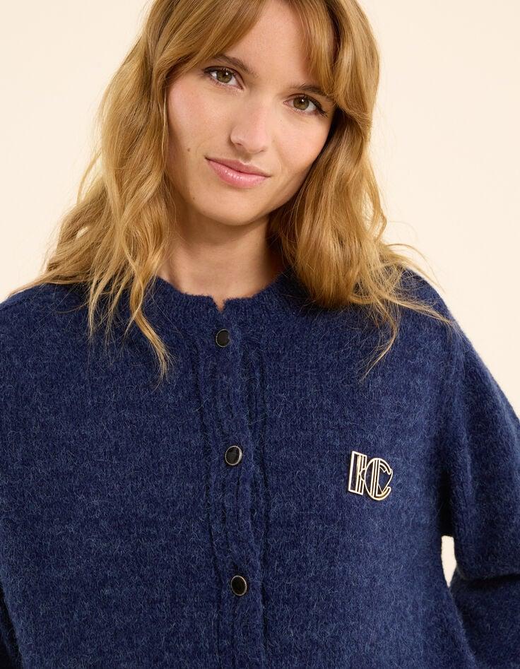 Ikks Cardigan Marine Tricot Broche Amovible I.Code