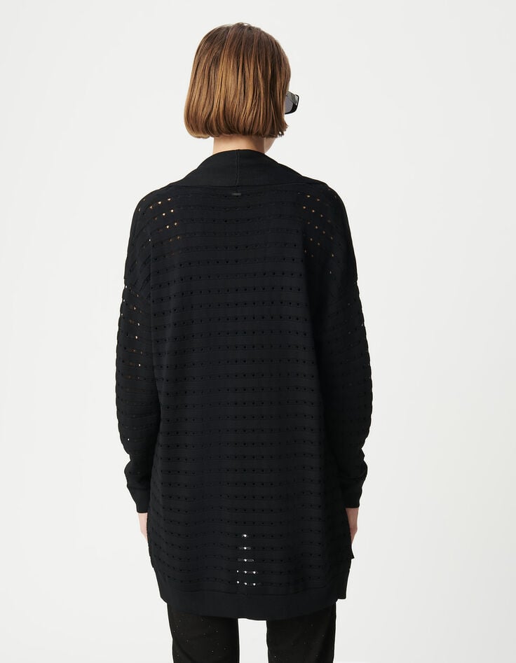 Ikks Cardigan Noir Tricot Ajourés Femme