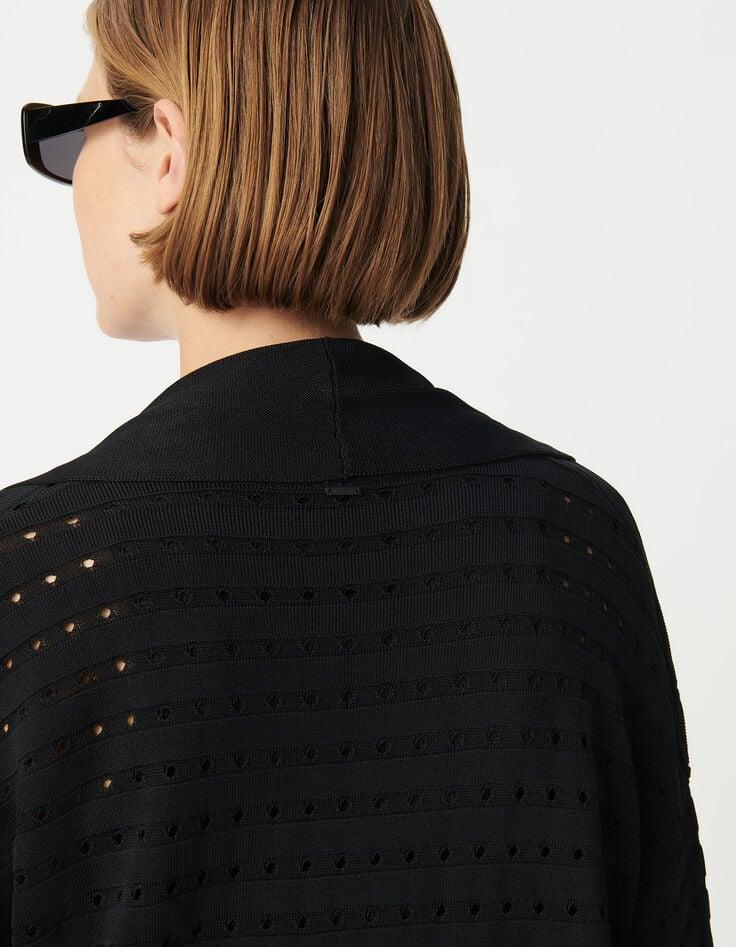 Ikks Cardigan Noir Tricot Ajourés Femme