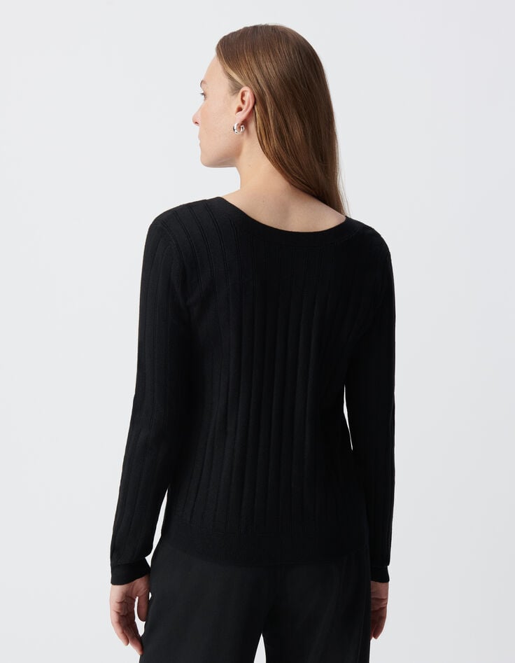 Ikks Cardigan Noir Tricot Boutons Fantaisie Femme