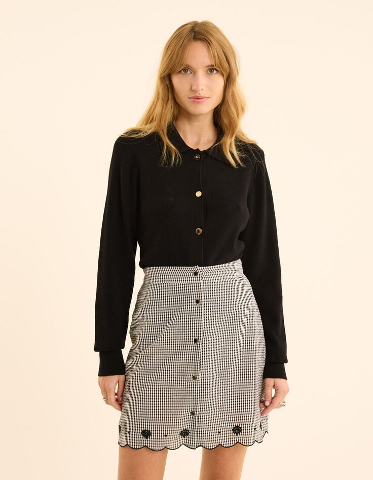 Ikks Cardigan Noir Tricot Col Polo I.Code