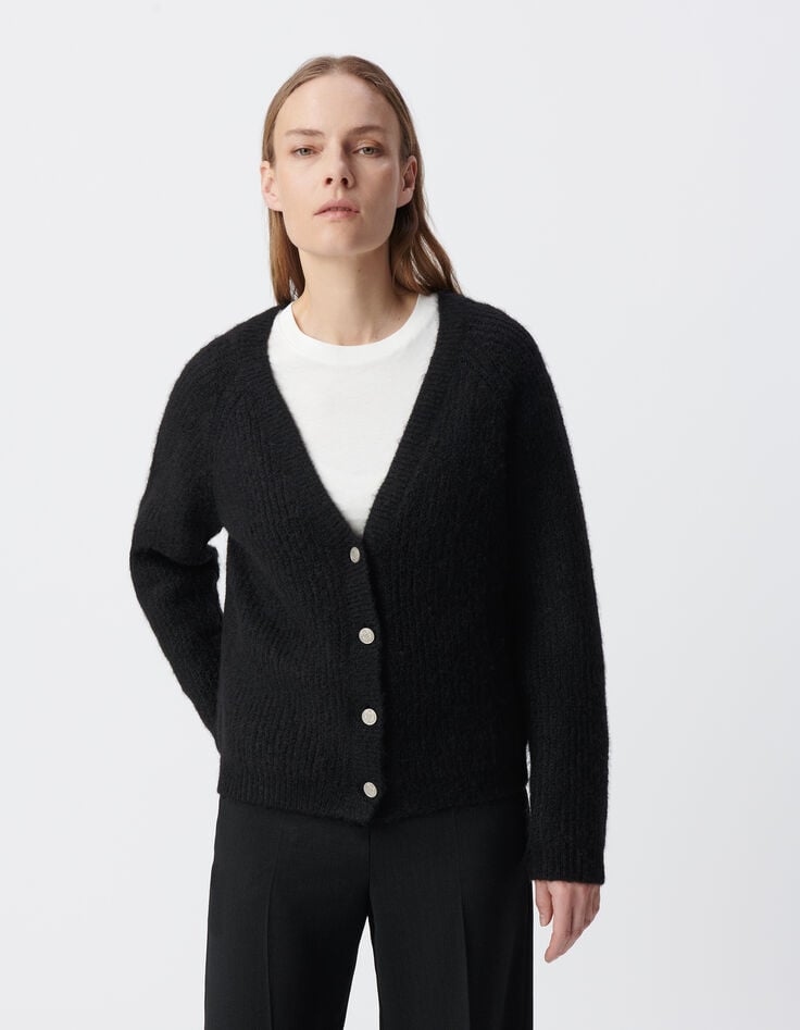 Ikks Cardigan Noir Tricot Oversize Femme