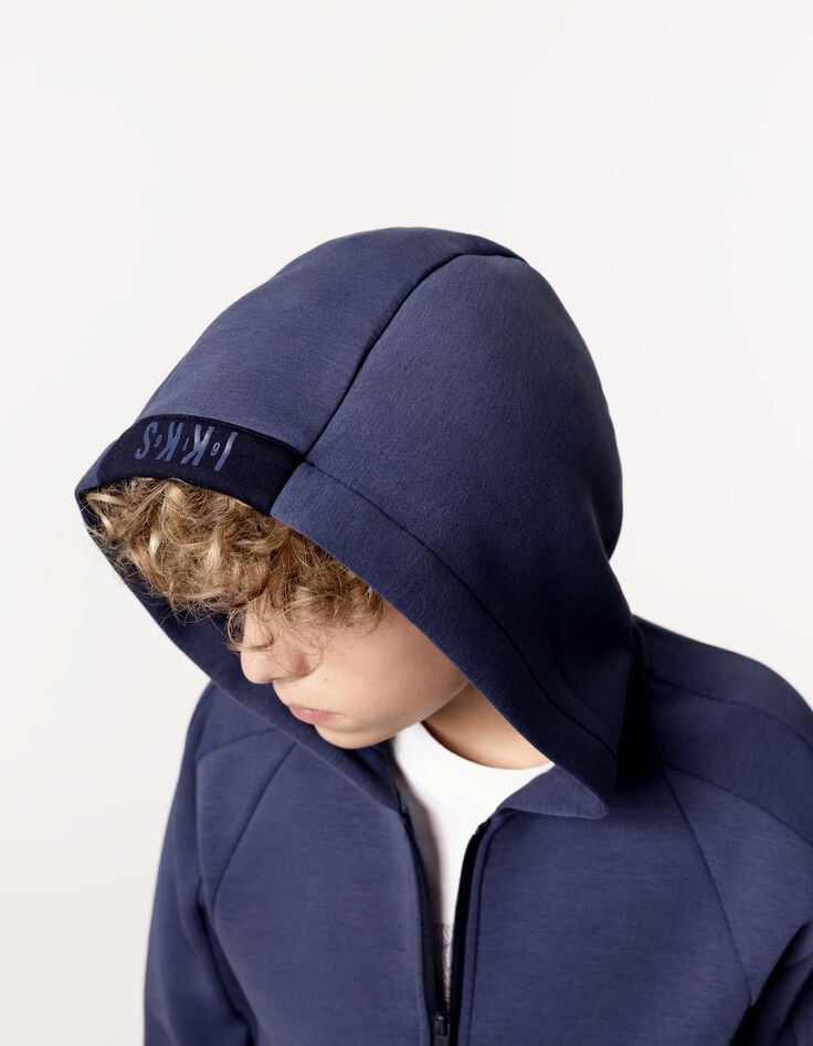 Ikks Cardigan Relaxed Bleu Zippé Molleton Garçon