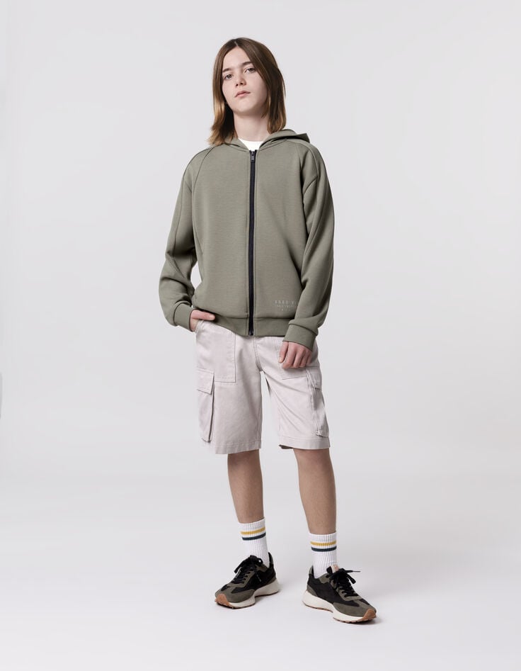 ikks Cardigan relaxed kaki zippé molleton garçon