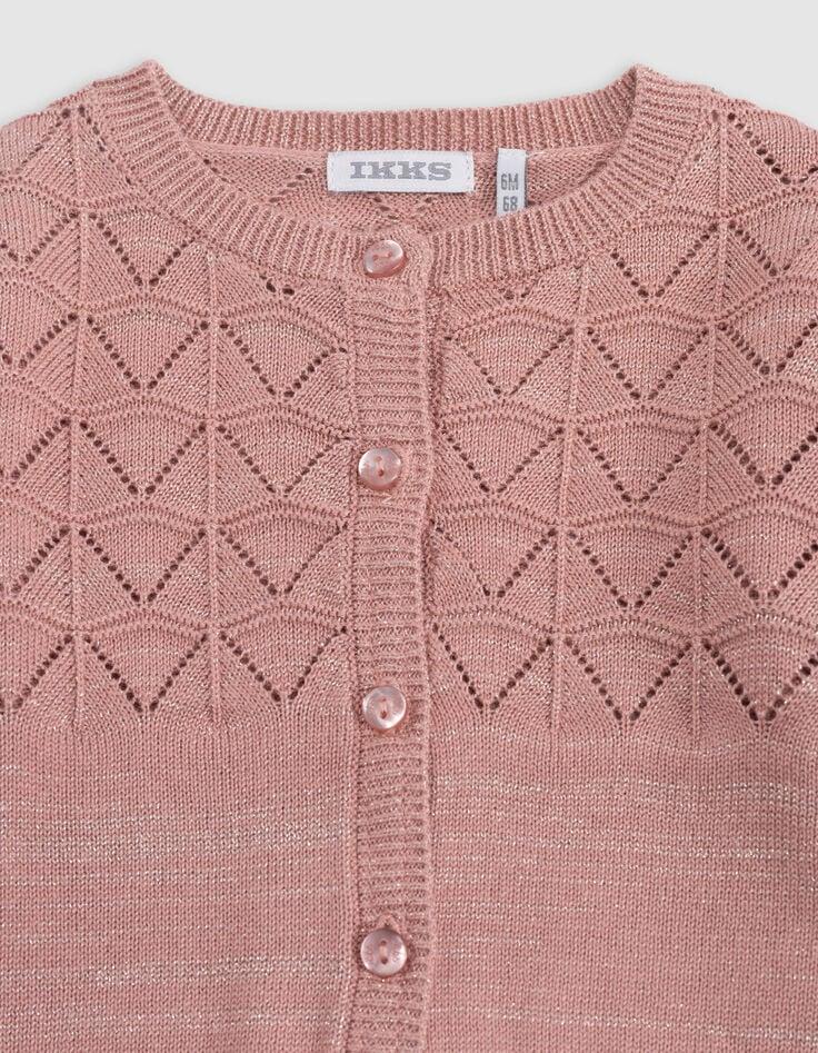 Ikks Cardigan Rose Tricot Lurex Ajouré Bébé Fille